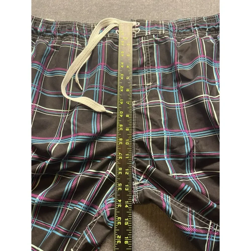 EXCELLENT KANU SURF Plaid Cargo Swim Trunks Board Shorts Men's XL Lined